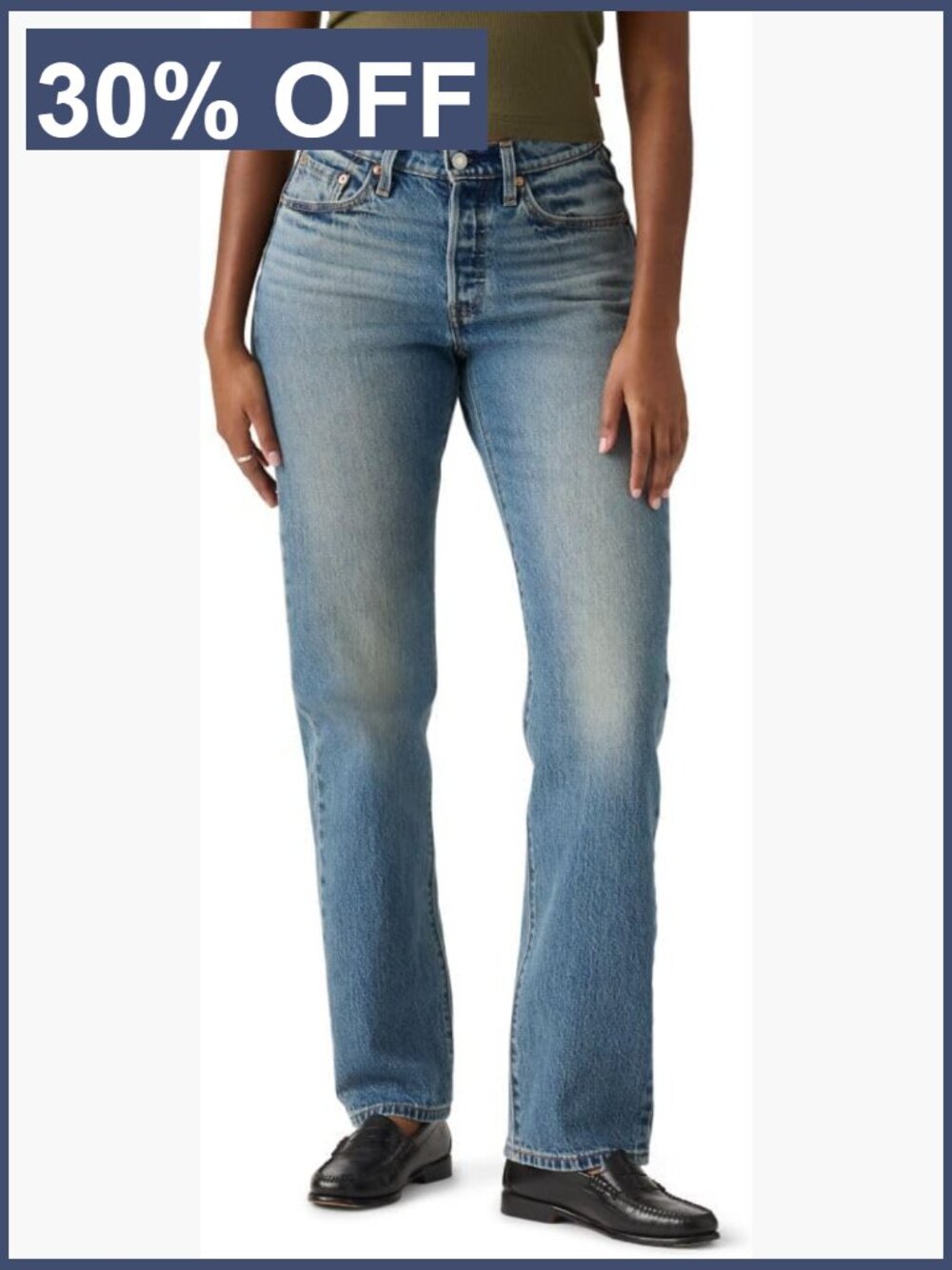 High Rise Curvy Straight Leg Jeans 30in Inseam Stretch Cotton